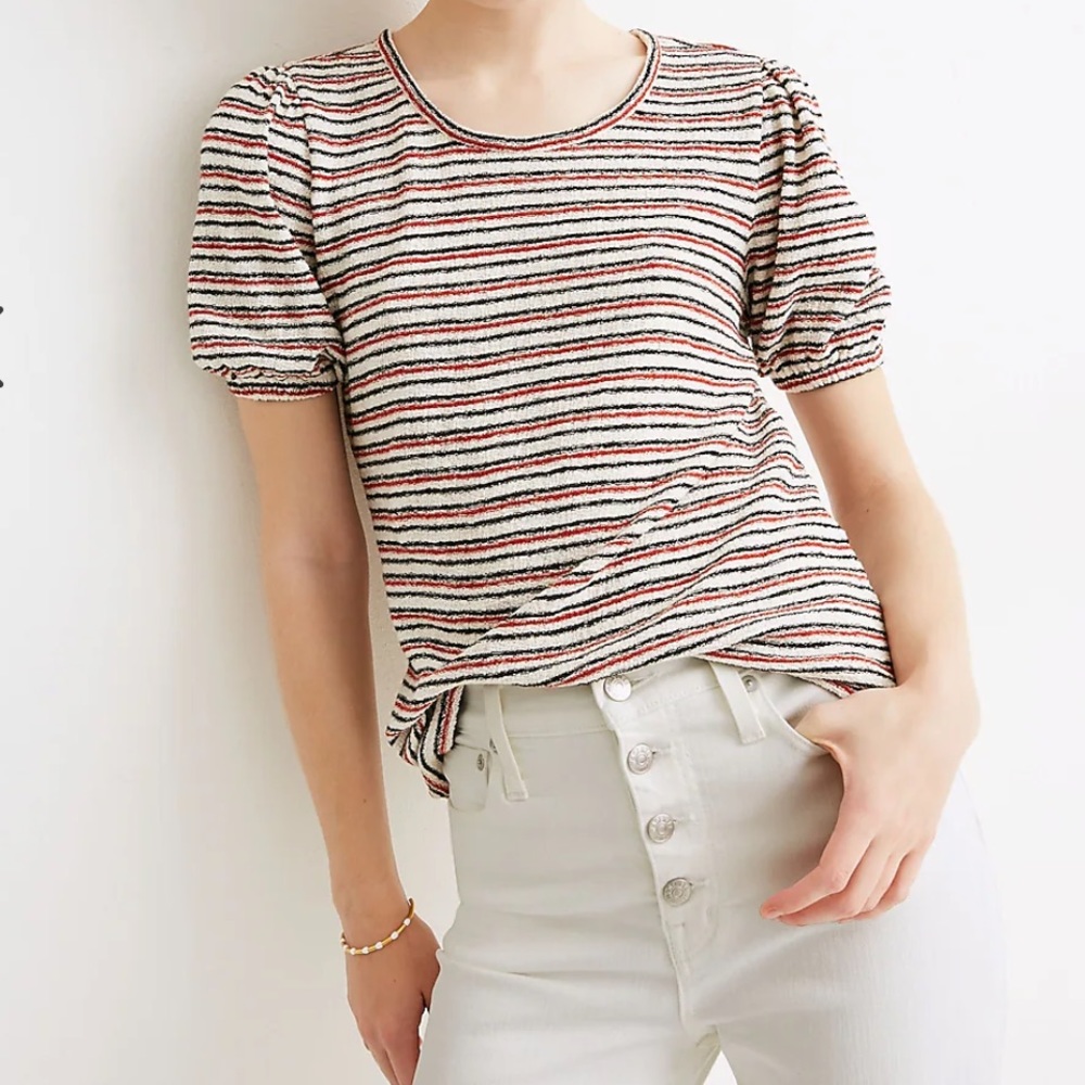 Madewell Superlight Jacquard Puff-Sleeve Stripe Tee Size XXS